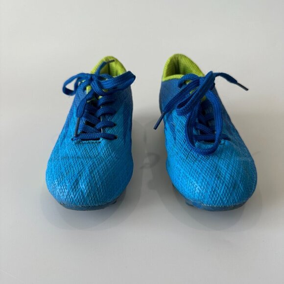Blue Kids Athletic Outdoor Firm Ground Turf Sports Soccer Cleats Lace Up Shoes - Picture 3 of 6